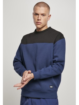 Мъжка блуза в тъмносиньо и черно Urban Classics Upper Block Crewneck