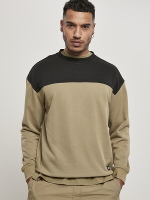 Мъжка блуза в черно и каки Urban Classics Upper Block Crewneck 