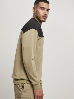 Мъжка блуза в черно и каки Urban Classics Upper Block Crewneck 