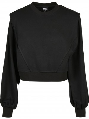Дамска блуза в черен цвят Urban Classics Padded Shoulder Modal Terry Crewneck 
