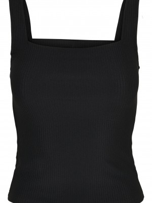 Дамски топ в черен цвят Urban Classics Squard Neckline 