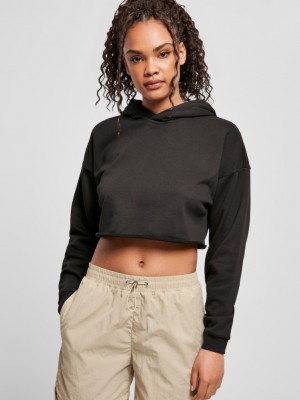 Дамски къс суичър в черен цвят Urban Classics