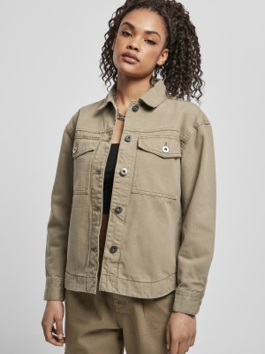 Дамско яке в цвят каки Urban Classics Ladies Oversized Shirt Jacket 