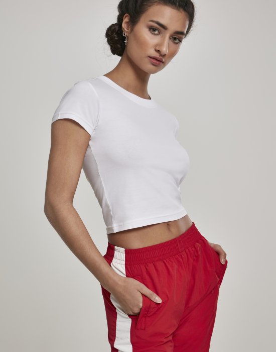 Дамска къса тениска в бял цвят Urban Classics Stretch Jersey Cropped, Urban Classics, Тениски - Complex.bg