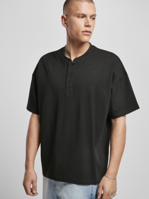 Мъжка тениска в черен цвят Urban Classics Henley 
