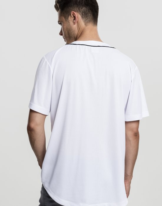 Мъжка бейзбол бяла тениска с копчета като риза Urban Classics, Urban Classics, Тениски - Complex.bg