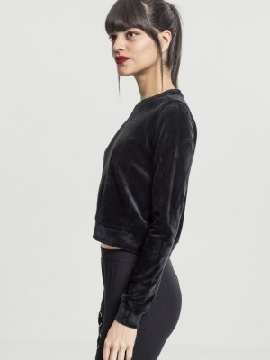 Дамска кадифена блуза в черен цвят Urban Classics