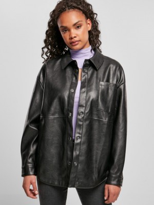 Дамска риза от изкуствена кожа Urban Classics Ladies Faux Leather Overshirt 
