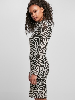 Дамска двуслойна рокля в черно и бяло Urban Classics Ladies AOP Double Layer Dress 