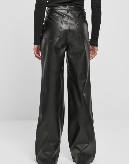 Дамски панталони от изкуствена кожа Urban Classics Ladies Faux Leather Wide Leg Pants, Urban Classics, Панталони - Complex.bg