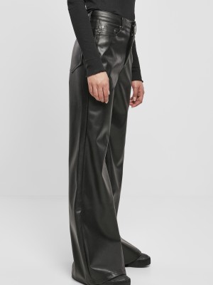 Дамски панталони от изкуствена кожа Urban Classics Ladies Faux Leather Wide Leg Pants