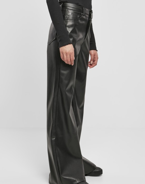 Дамски панталони от изкуствена кожа Urban Classics Ladies Faux Leather Wide Leg Pants, Urban Classics, Панталони - Complex.bg