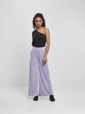 Дамски панталон в лилав цвят Urban Classics Ladies High Waist Straight Velvet 