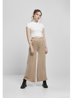 Дамски панталон в бежов цвят Urban Classics Ladies High Waist Straight Velvet 