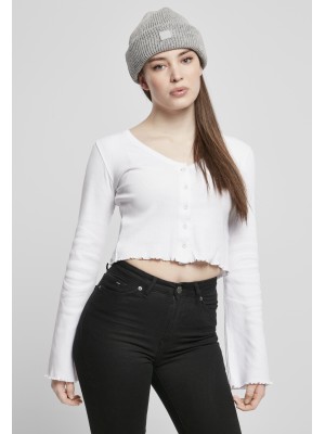 Дамска жилетка в бял цвят Urban Classics Ladies Cropped Rib Cardigan 