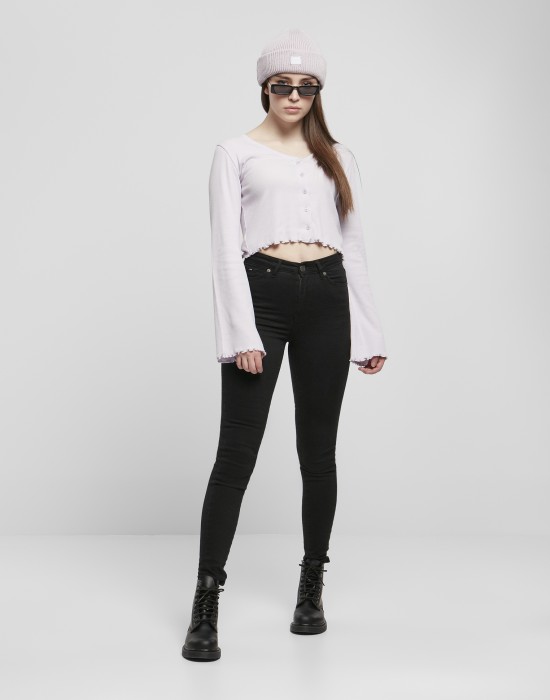 Дамска жилетка в светло лилав цвят Ladies Cropped Rib Cardigan, Urban Classics, Блузи - Complex.bg