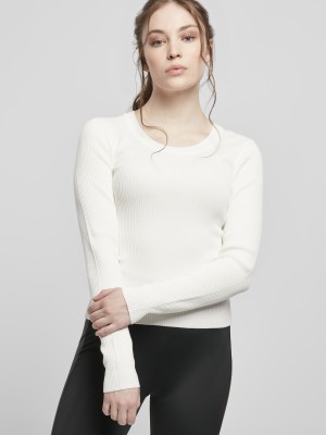 Дамски пуловер в бял пясъчен цвят Urban Classics Ladies Wide Neckline Sweater  Дамски пуловер в бял пясъчен цвят Urban Classics Ladies Wide Neckline Sweater