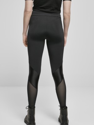 Дамски клин с висока талия в черен цвят Urban Classics Ladies Highwaist  Mixed Tech Leggings 