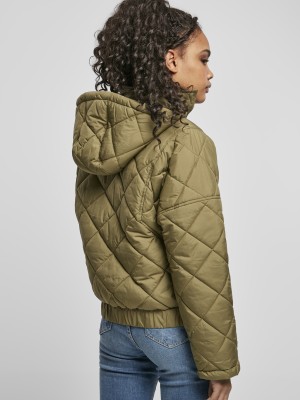 Дамско яке в цвят маслина Urban Classics Ladies Oversized Diamond Quilted Pull Over Jacket