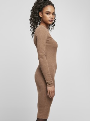 Дамска рокля рипс в цвят тъмно каки Urban Classics 