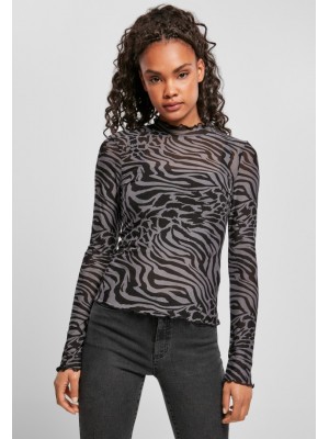 Дамска блуза Urban Classics Ladies AOP Mesh Turtleneck Longsleeve  Дамска блуза Urban Classics Ladies AOP Mesh Turtleneck Longsleeve