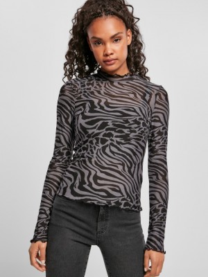 Дамска блуза Urban Classics Ladies AOP Mesh Turtleneck Longsleeve  Дамска блуза Urban Classics Ladies AOP Mesh Turtleneck Longsleeve