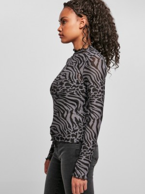 Дамска блуза Urban Classics Ladies AOP Mesh Turtleneck Longsleeve  Дамска блуза Urban Classics Ladies AOP Mesh Turtleneck Longsleeve