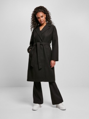 Дамско палто в черен цвят Urban Classics Ladies Oversized Classic Coat  Дамско палто в черен цвят Urban Classics Ladies Oversized Classic Coat