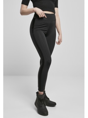 Дамски клин в черен цвят Urban Classics Ladies Highwaist Shiny Stripe Leggings 