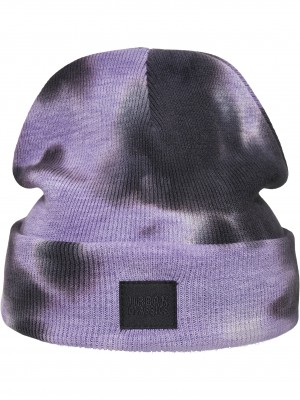Шапка бийни в лилаво и тъмносиво Urban Classics Tie Dye Beanie