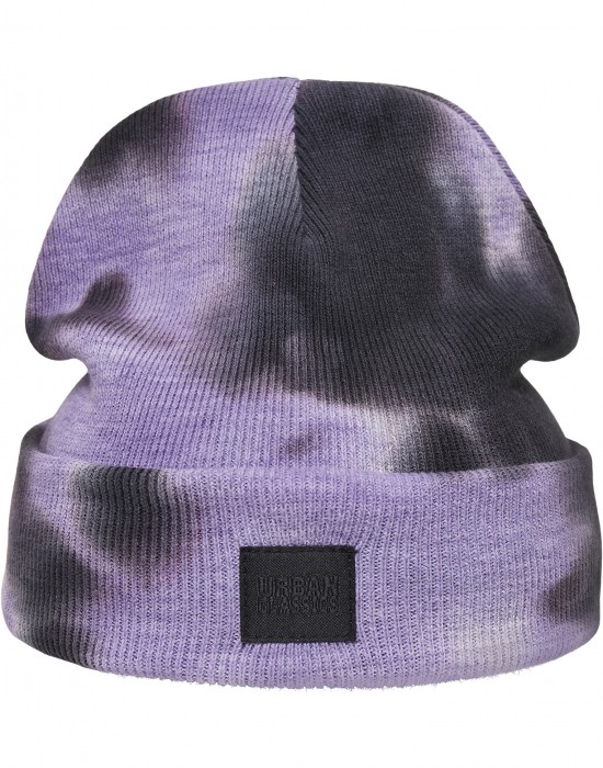 Шапка бийни в лилаво и тъмносиво Urban Classics Tie Dye Beanie, Urban Classics, Шапки бийнита - Complex.bg