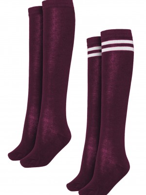 Комплект от 2 броя дамски колежански чорапи в тъмночервен цвят Urban Classics
