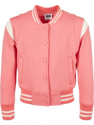 Детско яке в колежански стил Urban Classics в розово и бяло