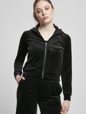 Дамски суичър в черен цвят Urban Classics Velvet