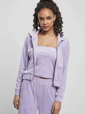 Дамски суичър в цвят лавандула Urban Classics Velvet 