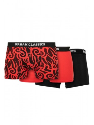 Комплект 3 чифта боксерки Urban Classics от органичен памук /tribal aop+popred+black 