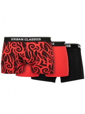 Комплект 3 чифта боксерки Urban Classics от органичен памук /tribal aop+popred+black 