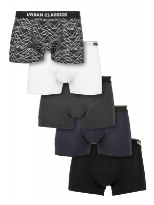 Комплект от 5 чифта боксерки Urban Classics от органичен памук /aop+white+grey+navy+black XXL