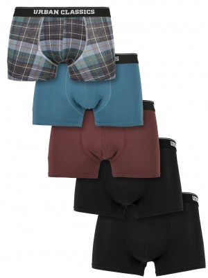 Комплект от 5 чифта боксерки Urban Classics от органичен памук /plaidaop+jasper+cherry+blk+blk