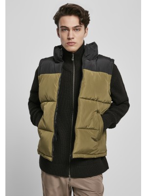 Мъжки елек в маслинен цвят Urban Classics Block Puffer 