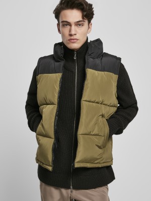 Мъжки елек в маслинен цвят Urban Classics Block Puffer 