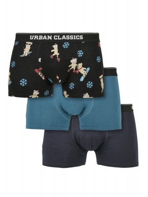 Комплект 3 чифта боксерки Urban Classics от органичен памук teddy aop+jasper+navy 