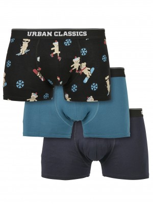 Комплект 3 чифта боксерки Urban Classics от органичен памук teddy aop+jasper+navy 