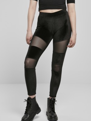 Дамски клин от кадифе и мрежа в черен цвят Urban Classics