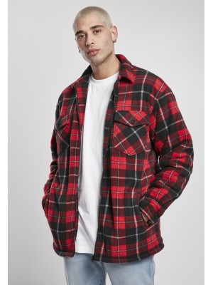 Мъжко карирано яке в червено Urban Classics Plaid Teddy Lined 