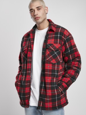 Мъжко карирано яке в червено Urban Classics Plaid Teddy Lined 