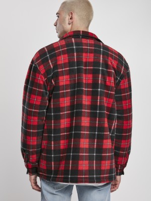 Мъжко карирано яке в червено Urban Classics Plaid Teddy Lined 