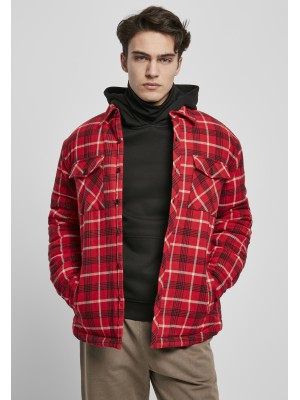 Мъжко яке в червено каре Urban Classics Plaid Quilted Shirt Jacket 