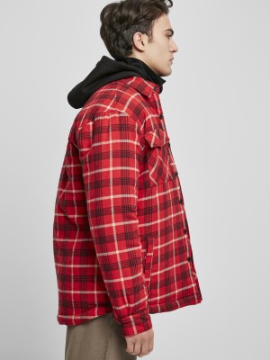 Мъжко яке в червено каре Urban Classics Plaid Quilted Shirt Jacket 