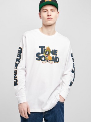 Мъжка блуза в бял цвят Mister Tee Space Jam Taz Pose